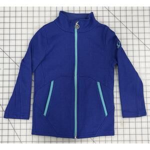 Spyder Athletic Kids 7/8 Jacket Blue Zip Up Pockets Logo On Shoulder I3